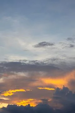 Dramatic Sunset Sky with Fiery Clouds Stock Photos