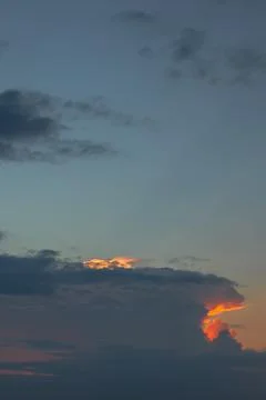 Dramatic Sunset Sky with Fiery Clouds Stock Photos