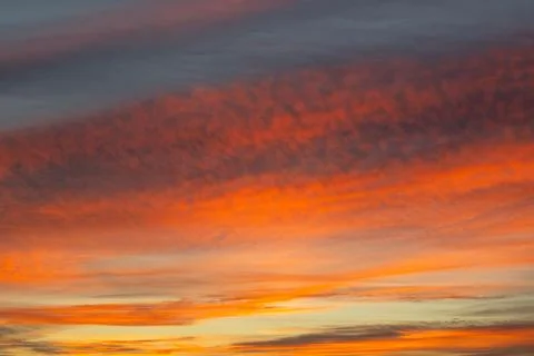 Dramatic Sunset Sky with Fiery Clouds Stock Photos
