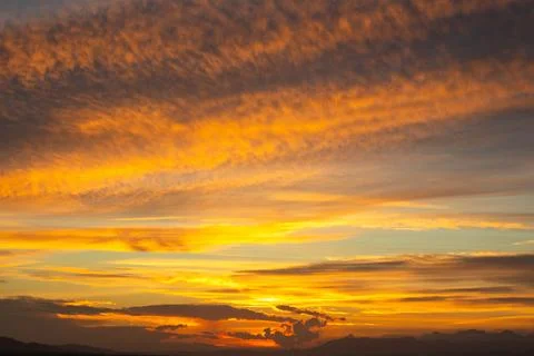 Dramatic Sunset Sky with Fiery Clouds Stock Photos