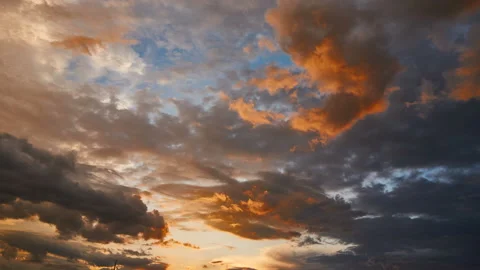 Dramatic sunset the sky with golden clouds. Stock Footage 136801137