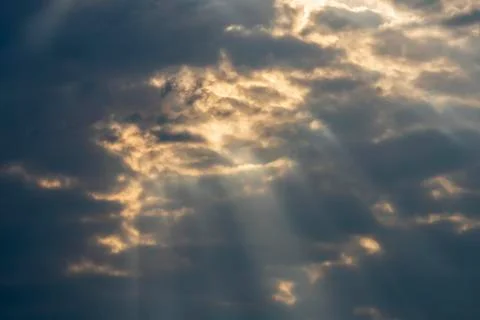 Dramatic Sunset Sky With Golden Clouds Stock Photos