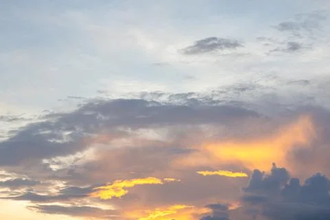 Dramatic Sunset Sky With Golden Clouds 写真素材