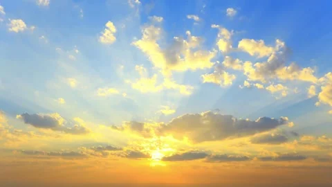 Dramatic Sunset Sky with Golden Rays and Cloudscape Stock Footage 310816734