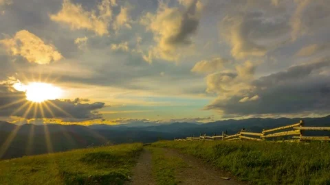 Dramatic Sunset Sky in the Mountains Stock Footage 80796192