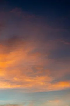 Dramatic Sunset Sky with Orange Clouds Stock Photos