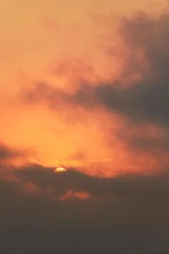 Dramatic Sunset Sky with Orange Clouds and Moody Light Stock Photos