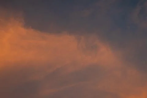 Dramatic Sunset Sky with Orange Clouds 스톡 사진