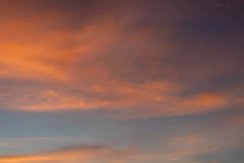Dramatic Sunset Sky with Orange Clouds Stock Photos