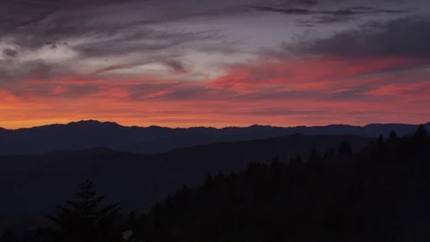 Dramatic sunset sky over the Blue Ridge Mountains from the Blue Ridge Parkway Stock Footage 103394914