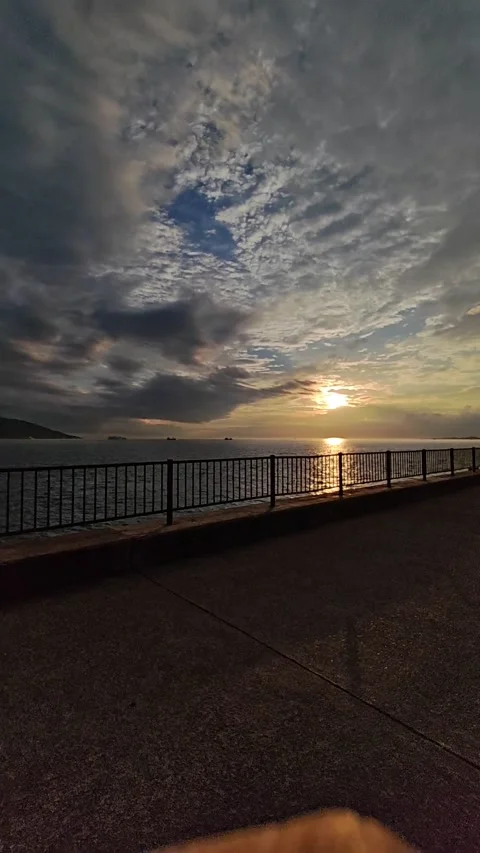 Dramatic Sunset Sky Over the Kobe Seaside Stock Footage 321434914