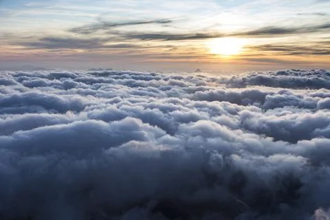 Dramatic sunset sky over the Rogues Alps. View from the Cosmique refuge, Ch.. Stock Photos