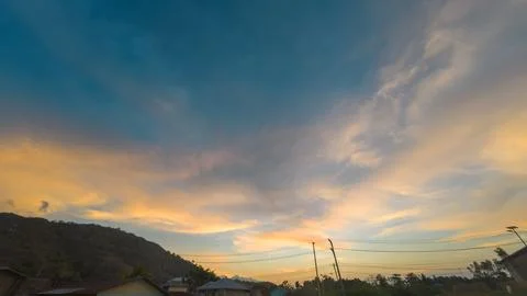 Dramatic Sunset Sky Over Rural Landscape Stock Photos