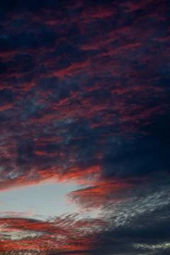 Dramatic Sunset Sky with Red Clouds 스톡 사진