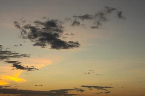 Dramatic Sunset Sky With Soft Clouds Stock Photos