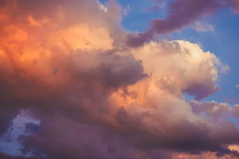 Dramatic sunset sky with twilight color clouds, colorful cloudscape backgroun 写真素材