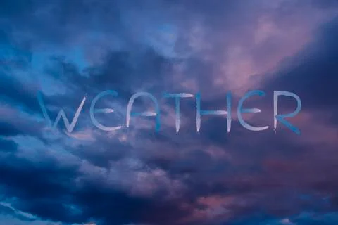 Dramatic sunset sky with Weather text Stock Illustration