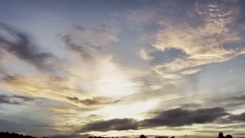 Dramatic Sunset Sky With Wispy Clouds Stock Footage 341298297