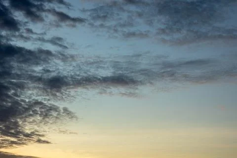 Dramatic Sunset Sky With Wispy Clouds Stock Photos