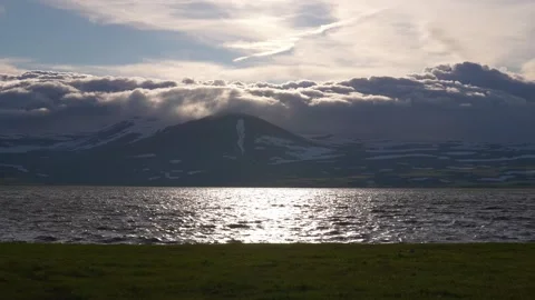 Dramatic sunset with sun reflecting on water Stock Footage 340070301