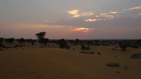 Dramatic sunset in the thar desert of India. Stock Footage 150481562