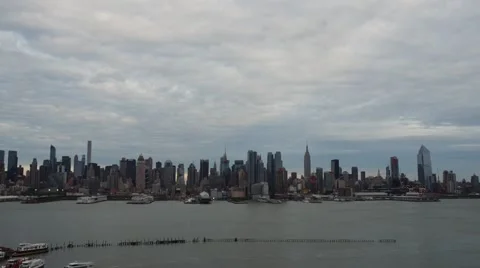Dramatic Sunset Time-Lapse of Midtown Manhattan with Clouds Passing Stock Footage 64271198