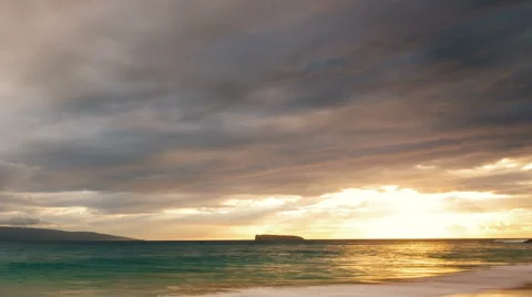 Dramatic Sunset Time Lapse Over Ocean and Islands. Stock Footage 53894934