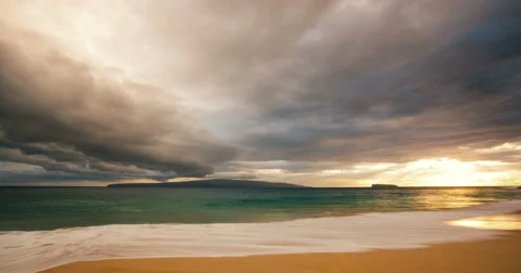 Dramatic Sunset Time Lapse Over Ocean and Islands. Stock Footage 53894969