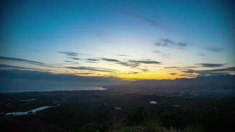 Dramatic sunset time lapse over coast town of Malaga - Spain, with stars Stock Footage 262715857