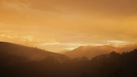 Dramatic Sunset Time Lapse Sky Clouds Moving Fast Motion Background Orange Stock Footage 152639798