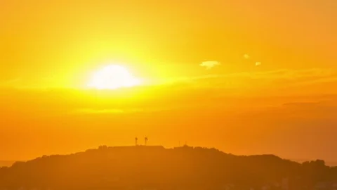 Dramatic sunset. Time lapse video. Clouds move across the sky. Stock Footage 86485373