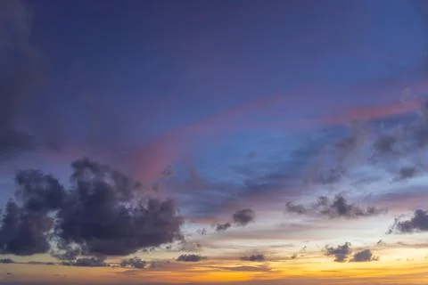 Dramatic sunset in twilight, Beautyful of cloud sky in sunset Stock Photos