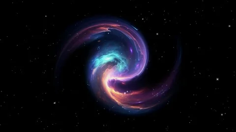 Dramatic swirling of spiral galaxy filled with bright stellar nebula light 스톡 동영상 343298540