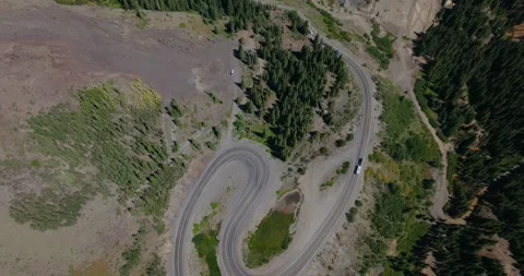Dramatic Switchback Curves Cut Into Colorado Mountainside 스톡 동영상 330893636