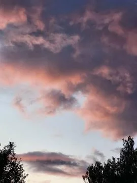 Dramatic textured clouds during evening sunset 스톡 사진