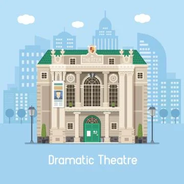 Dramatic Theater Building Stock Illustration
