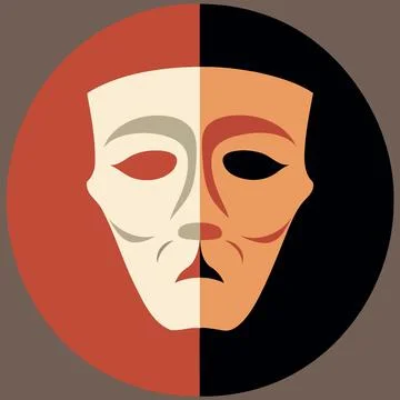 Dramatic theater mask object Stock Illustration