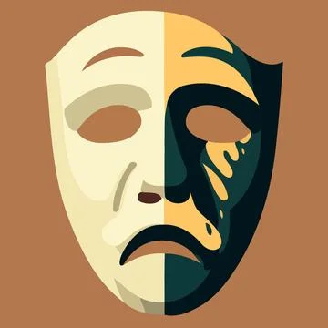 Dramatic theater mask object Stock Illustration