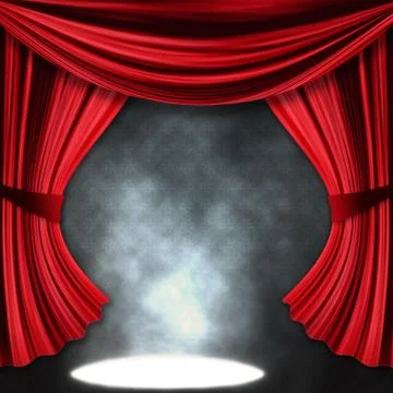 Dramatic theater stage with spotlights Illustrazione stock