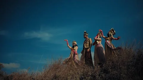 Dramatic Theatrical Performance of Indonesian Folklore on a Mountain Stock Footage 268977815