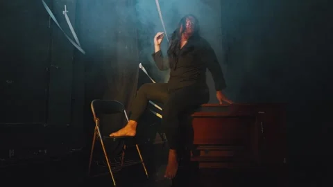 Dramatic Theatrical Performance with Smoke Stock Footage 296544905