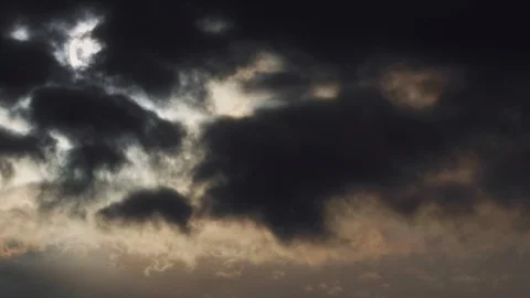 Dramatic thunderclouds quickly fly in the sky and sun behind the clouds Stock Footage 107071035