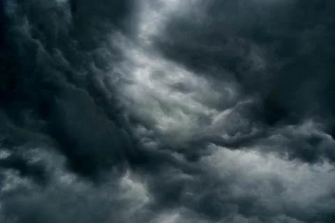 Dramatic Thunderstorm Clouds To Dark Sky.Dark sky and black clouds, dramatic Stock Photos