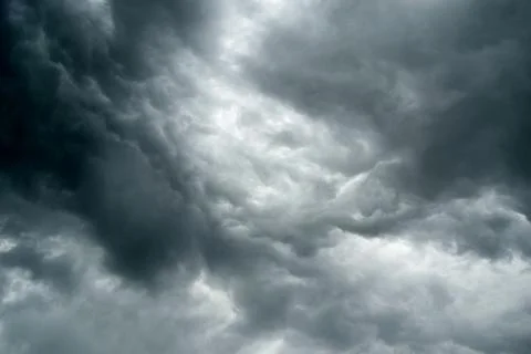 Dramatic Thunderstorm Clouds To Dark Sky.Dark sky and black clouds, dramatic Stock Photos
