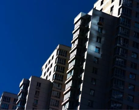 Dramatic tilted high rise architecture background Stock Photos