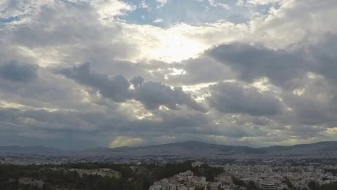 Dramatic time lapse of broken clouds over Athens Stock Footage 84280462