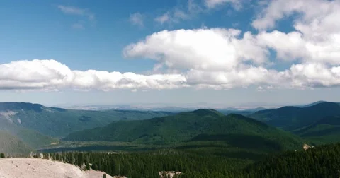 Dramatic Time Lapse of Clouds in Blue Summer's Sky over a Green Valley Mountain Stock Footage
