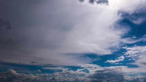 Dramatic Time-Lapse of Clouds Moving Fast Across Blue Sky During Daylight Video stock 337453741