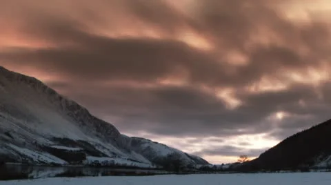Dramatic Time lapse shot of valley in the snow Video stock 26073975