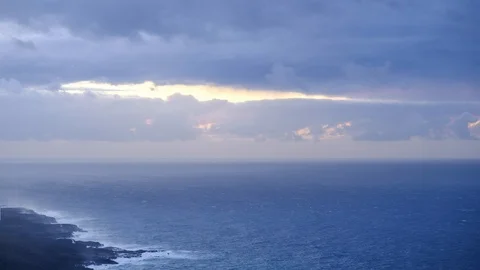 Dramatic Time Lapse Sunset over Storm Clouds. Evening. Landscape footage of S Stock Footage 120792794